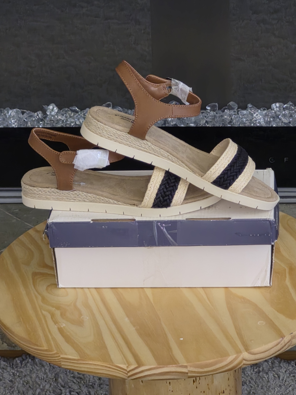 St. John's Bay Cognac Multi Women’s Braided Strap Sandals - Picture 4 of 6